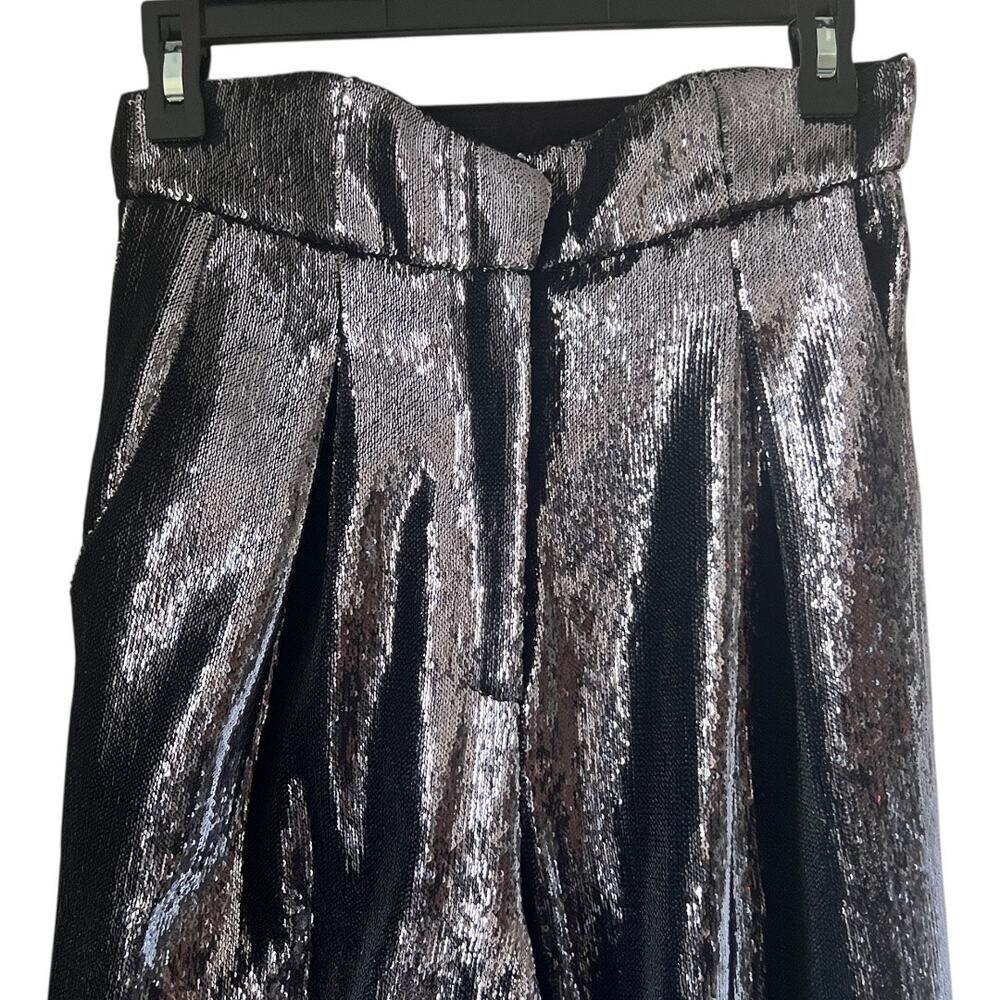 Retrofete The Jean Pant Sequin High Rise Trouser Pants In Gunmetal Size S - Picture 4 of 12